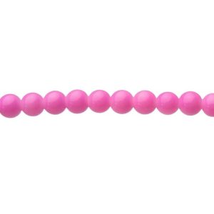 solid pink glass 8mm round beads