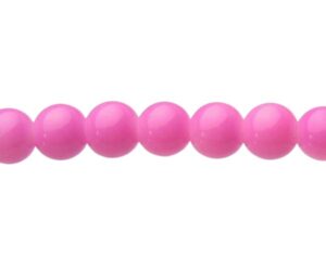 solid pink glass 8mm round beads