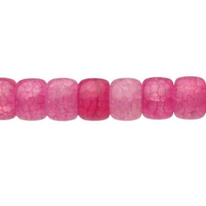 crackle glass pink 8mm wheel beads