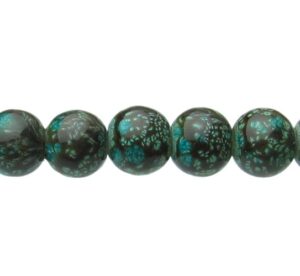 teal paint pour glass beads 8mm