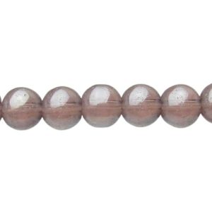 mauve ab round glass beads 6mm
