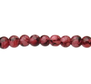 deep pink marble glass 4mm beads