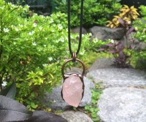 rose quartz rough nugget pendant