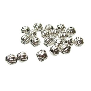 silver melon shaped bead