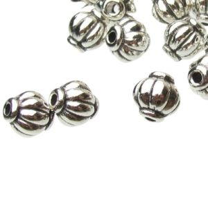 silver melon shaped bead