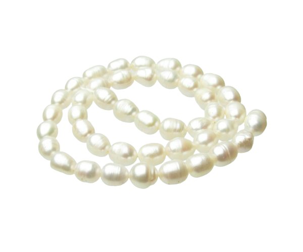 White Rice Freshwater Pearls 7-9mm [strand] - My Beads