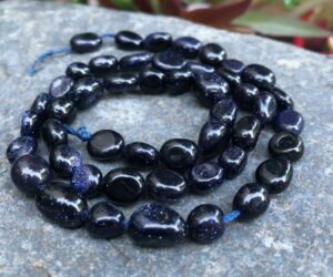 blue goldstone pebble gemstone beads