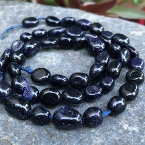 blue goldstone pebble gemstone beads