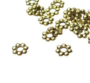 gold daisy spacer beads 6mm
