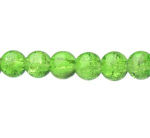 green crackle glass 8mm round beads