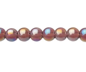 mauve ab glass round beads 8mm