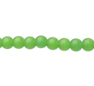 milky green glass round beads