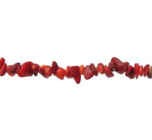 red coral chip beads