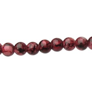 deep pink marble glass round 6mm