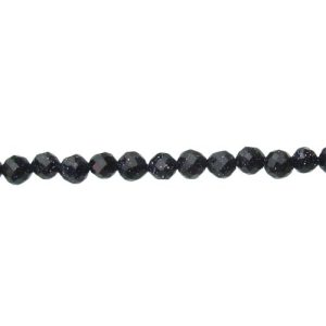 blue goldstone 3mm faceted round gemstone beads