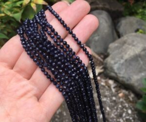blue goldstone 3mm faceted round gemstone beads