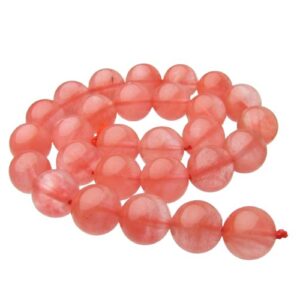 cherry quartz 14mm round beads