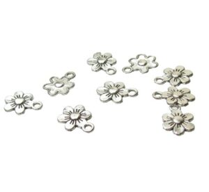 silver flower charms