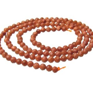 goldstone 3mm faceted round beads