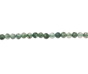 moss agate faceted 3mm gemstone round beads