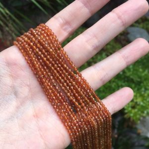 orange garnet faceted 3mm round beads