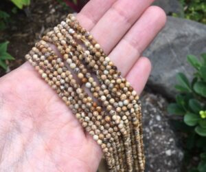 picture jasper 3mm faceted round gemstone beads