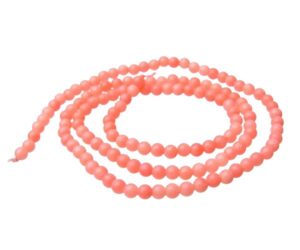 pink coral 3mm round beads