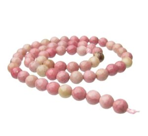 pink rhodonite faceted 6mm round gemstone beads