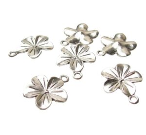 silver flower charms