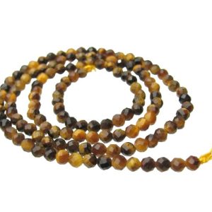 tiger eye faceted 3mm round beads