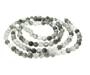 tourmalinated quartz faceted 3mm round gemstone beads