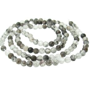 tourmalinated quartz faceted 3mm round gemstone beads