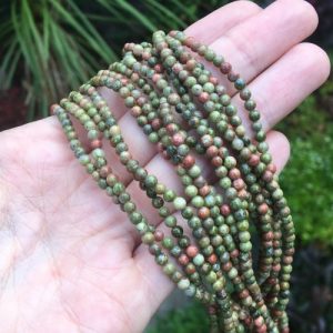 unakite 3mm round gemstone beads