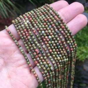 unakite faceted 3mm gemstone beads