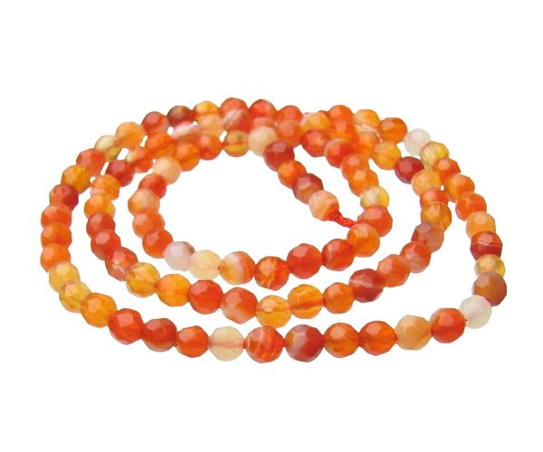 carnelian faceted 4mm round gemstone beads