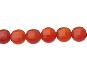 carnelian faceted 6mm coin beads natural
