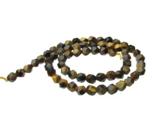tiger eye faceted nugget 6mm gemstone beads