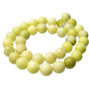 yellow serpentine 10mm round gemstone beads