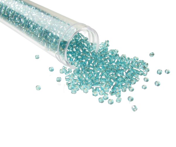 silver lined aqua blue seed beads size 11/0