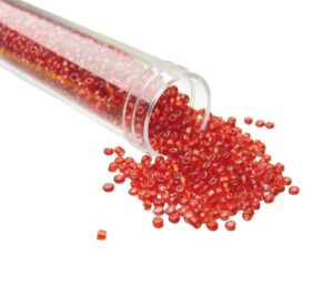 silver lined red seed beads