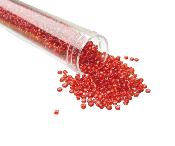 silver lined red seed beads