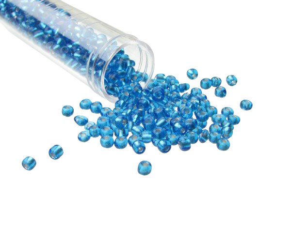 silver lined blue seed beads 6/0
