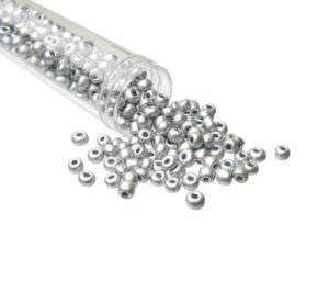 metallic grey seed beads