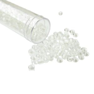white lined clear seed beads size 6