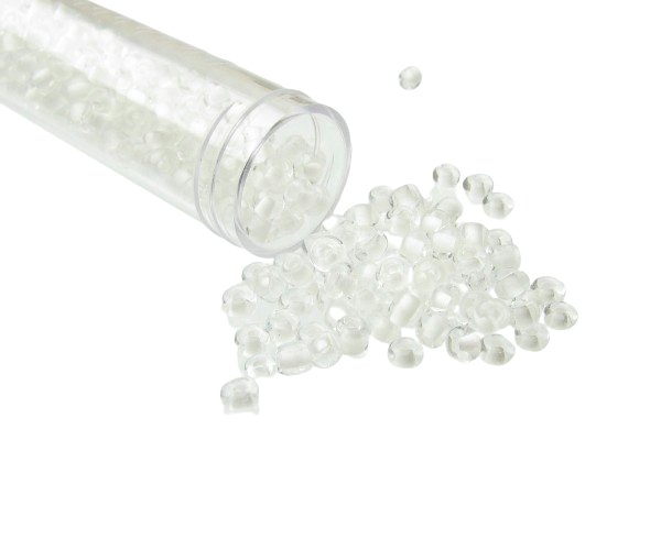white lined clear seed beads size 6