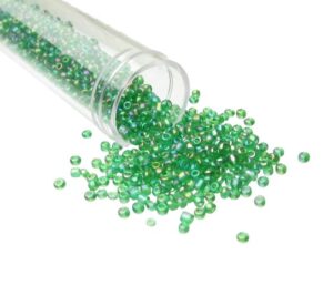 green ab glass seed beads 11/0