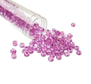 silver lined purple seed beads size 6