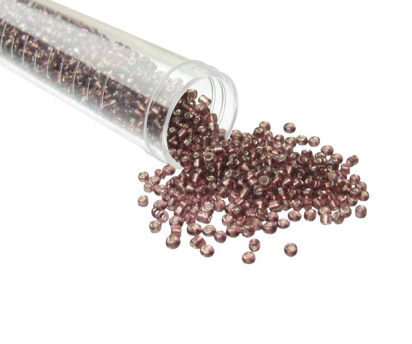 silver lined mauve seed beads size 11