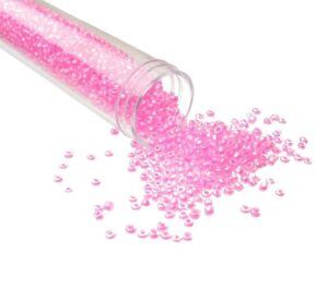 bright pink seed beads glass 11/0