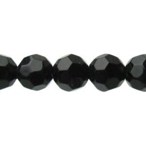 black faceted glass beads 8mm